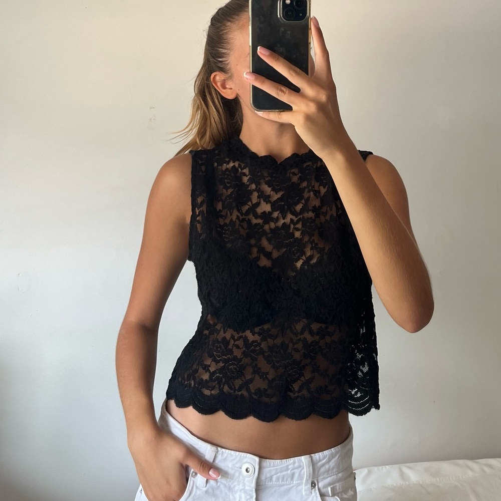 Elegant Black Lace Sleeveless Top